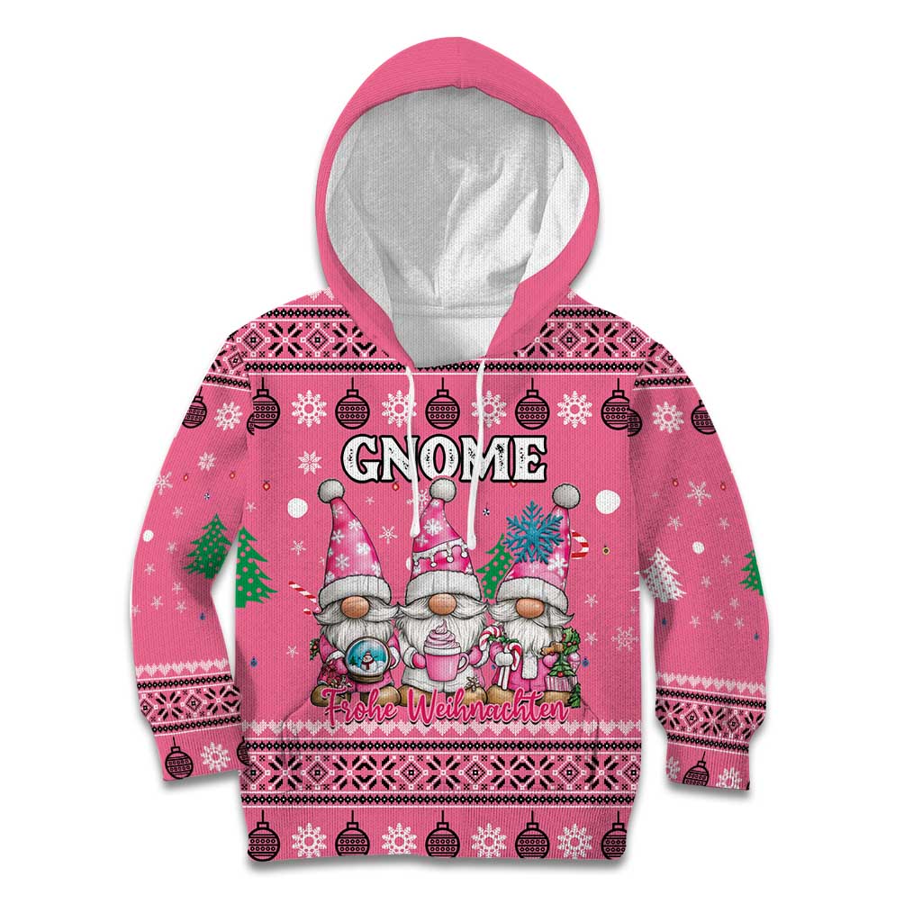 Personalised Germany Christmas Kid Hoodie Cute Pink Gnome Frohe Weihnachten - Wonder Print Shop