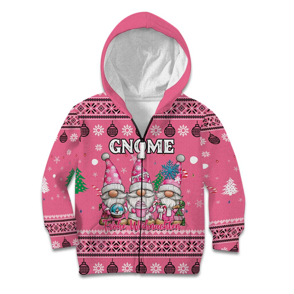 Personalised Germany Christmas Kid Hoodie Cute Pink Gnome Frohe Weihnachten - Wonder Print Shop