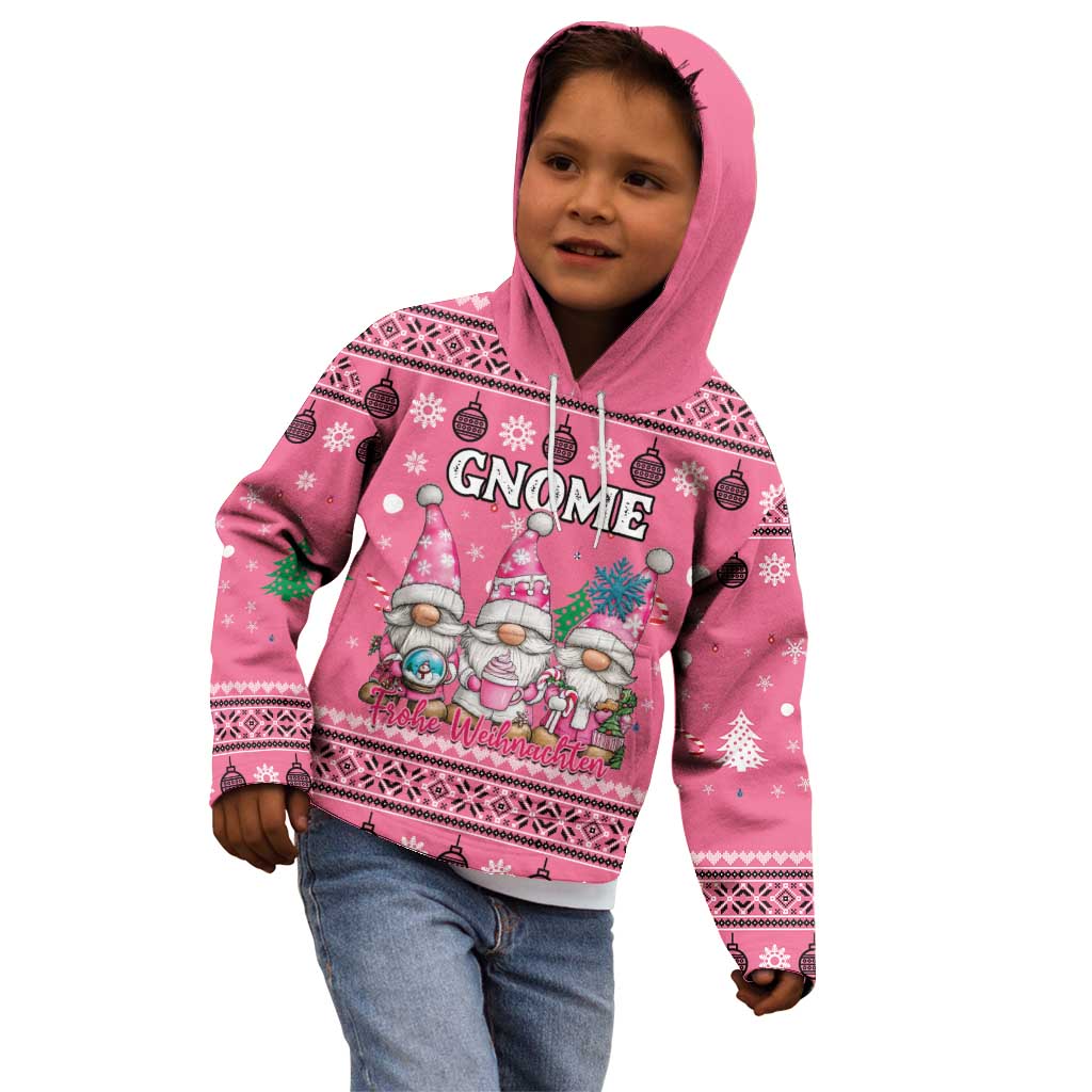 Personalised Germany Christmas Kid Hoodie Cute Pink Gnome Frohe Weihnachten - Wonder Print Shop