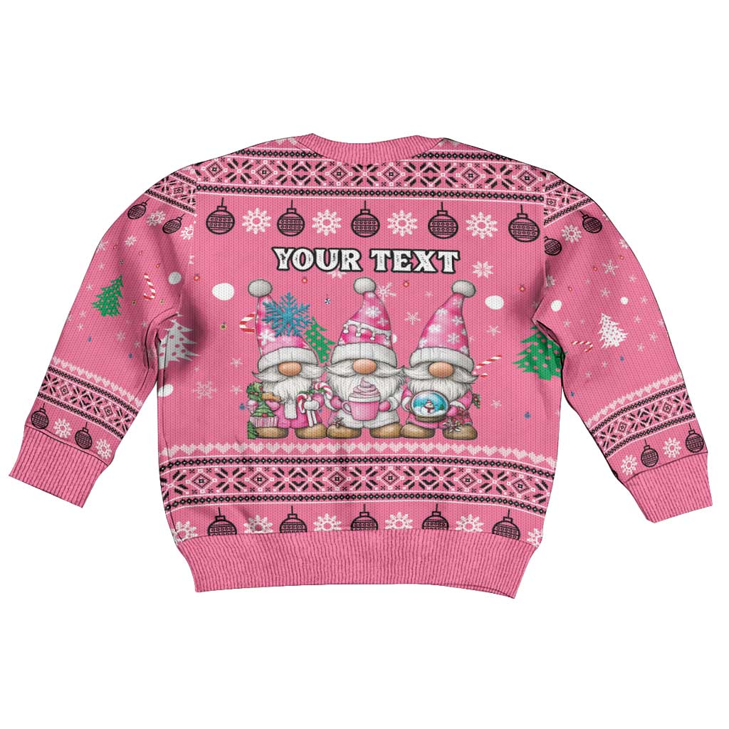 Personalised Germany Christmas Kid Ugly Christmas Sweater Cute Pink Gnome Frohe Weihnachten - Wonder Print Shop