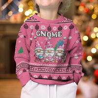 Personalised Germany Christmas Kid Ugly Christmas Sweater Cute Pink Gnome Frohe Weihnachten - Wonder Print Shop