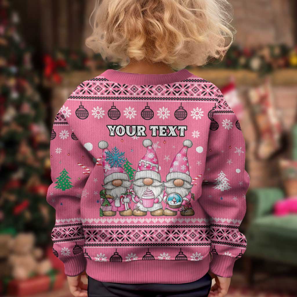 Personalised Germany Christmas Kid Ugly Christmas Sweater Cute Pink Gnome Frohe Weihnachten - Wonder Print Shop