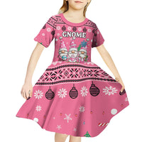 Personalised Germany Christmas Kid Short Sleeve Dress Cute Pink Gnome Frohe Weihnachten - Wonder Print Shop