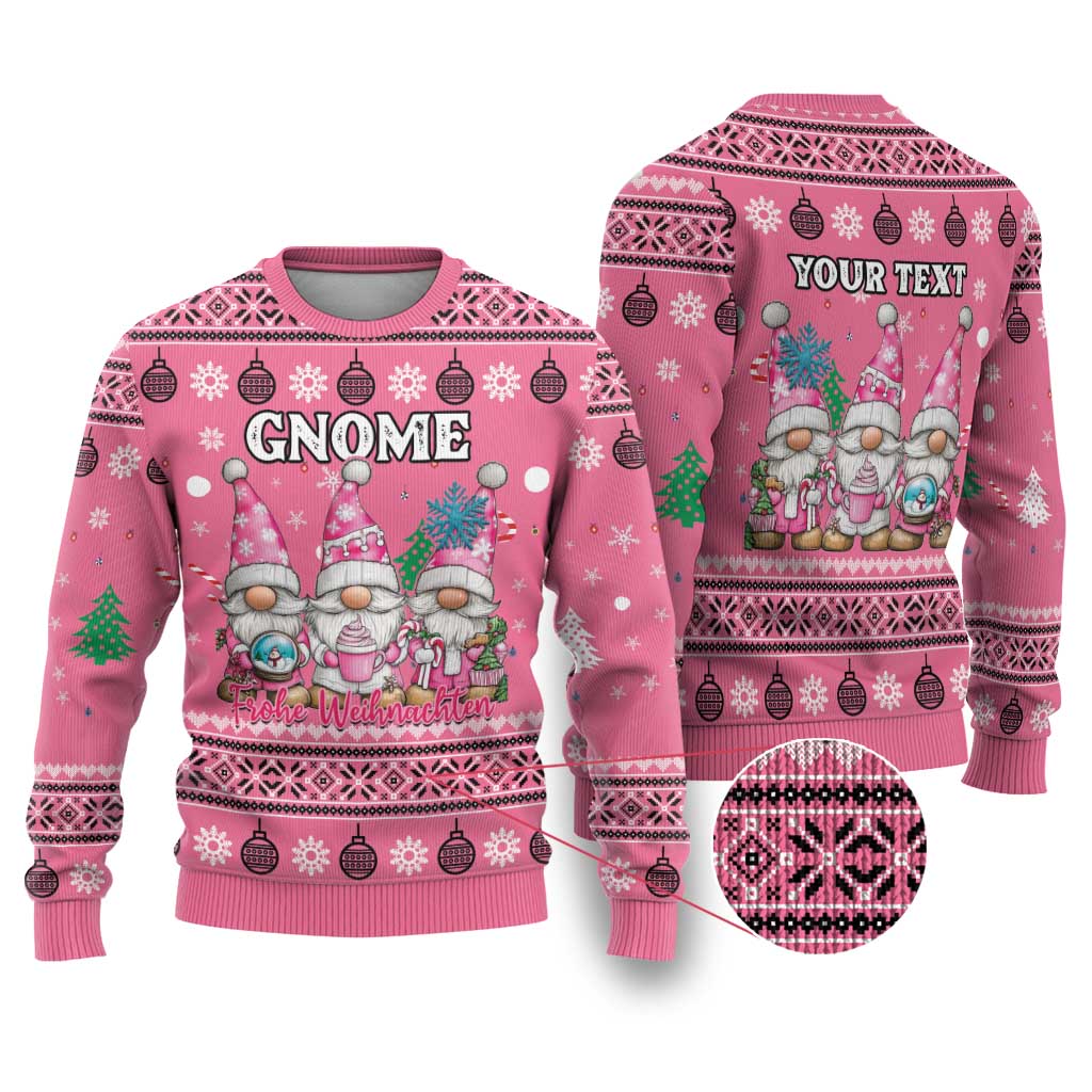 Personalised Germany Christmas Ugly Christmas Sweater Cute Pink Gnome Frohe Weihnachten - Wonder Print Shop