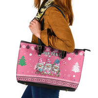 Personalised Germany Christmas Leather Tote Bag Cute Pink Gnome Frohe Weihnachten - Wonder Print Shop