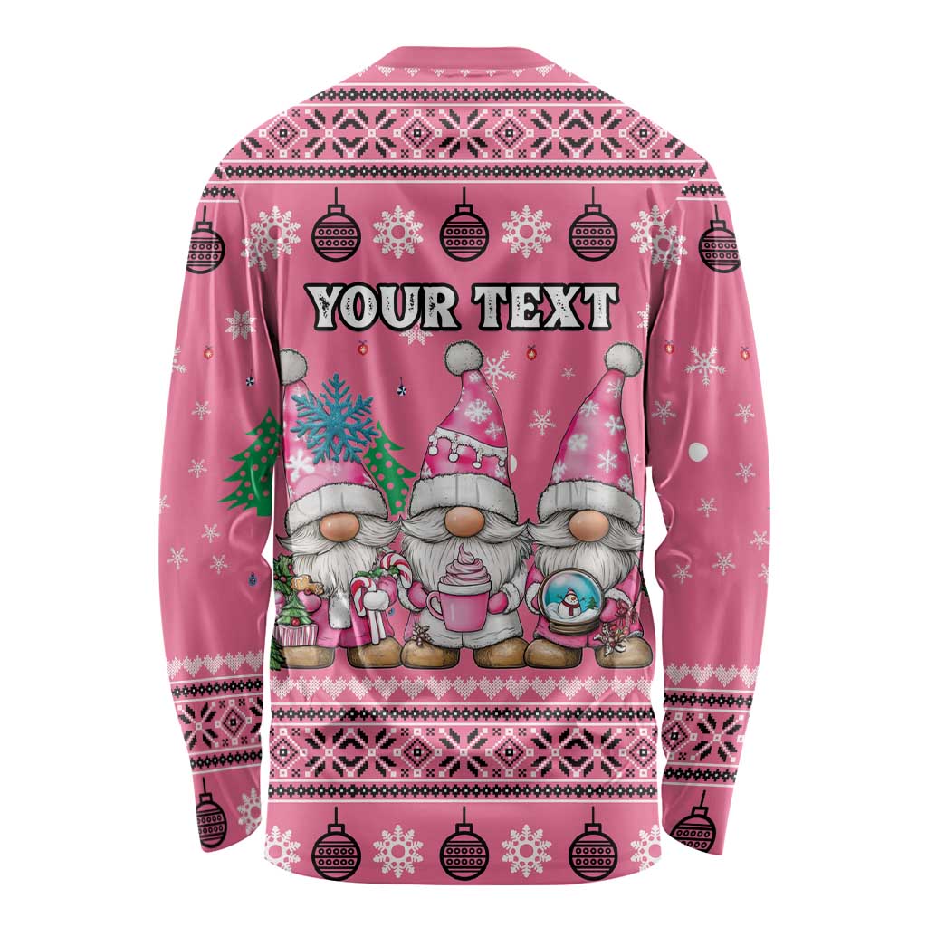Personalised Germany Christmas Long Sleeve Shirt Cute Pink Gnome Frohe Weihnachten - Wonder Print Shop