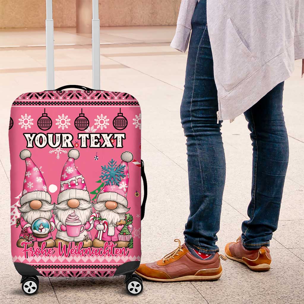 Personalised Germany Christmas Luggage Cover Cute Pink Gnome Frohe Weihnachten - Wonder Print Shop
