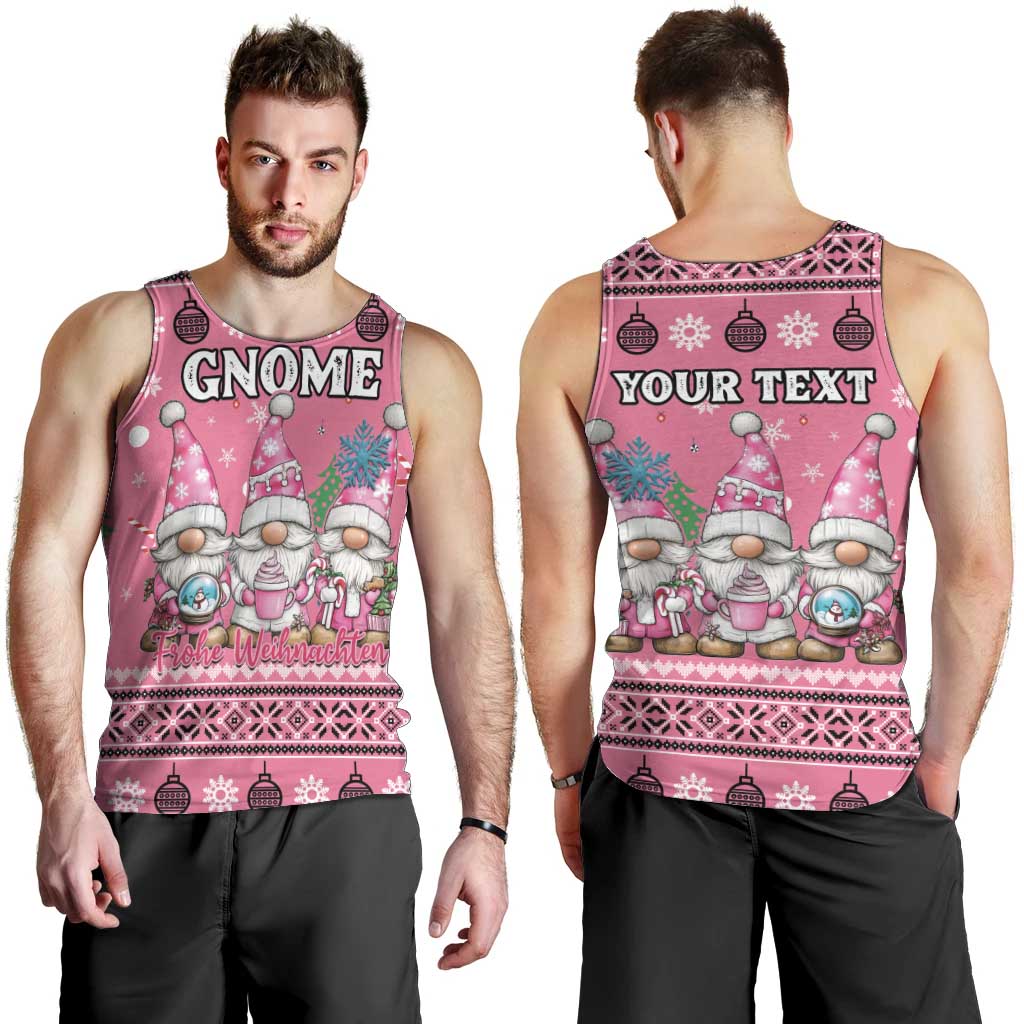 Personalised Germany Christmas Men Tank Top Cute Pink Gnome Frohe Weihnachten - Wonder Print Shop