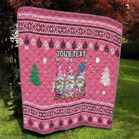Personalised Germany Christmas Quilt Cute Pink Gnome Frohe Weihnachten - Wonder Print Shop