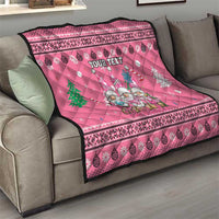 Personalised Germany Christmas Quilt Cute Pink Gnome Frohe Weihnachten - Wonder Print Shop