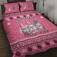 Personalised Germany Christmas Quilt Bed Set Cute Pink Gnome Frohe Weihnachten - Wonder Print Shop