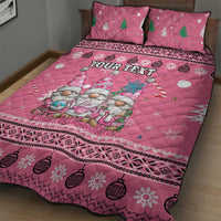 Personalised Germany Christmas Quilt Bed Set Cute Pink Gnome Frohe Weihnachten - Wonder Print Shop