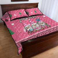 Personalised Germany Christmas Quilt Bed Set Cute Pink Gnome Frohe Weihnachten - Wonder Print Shop