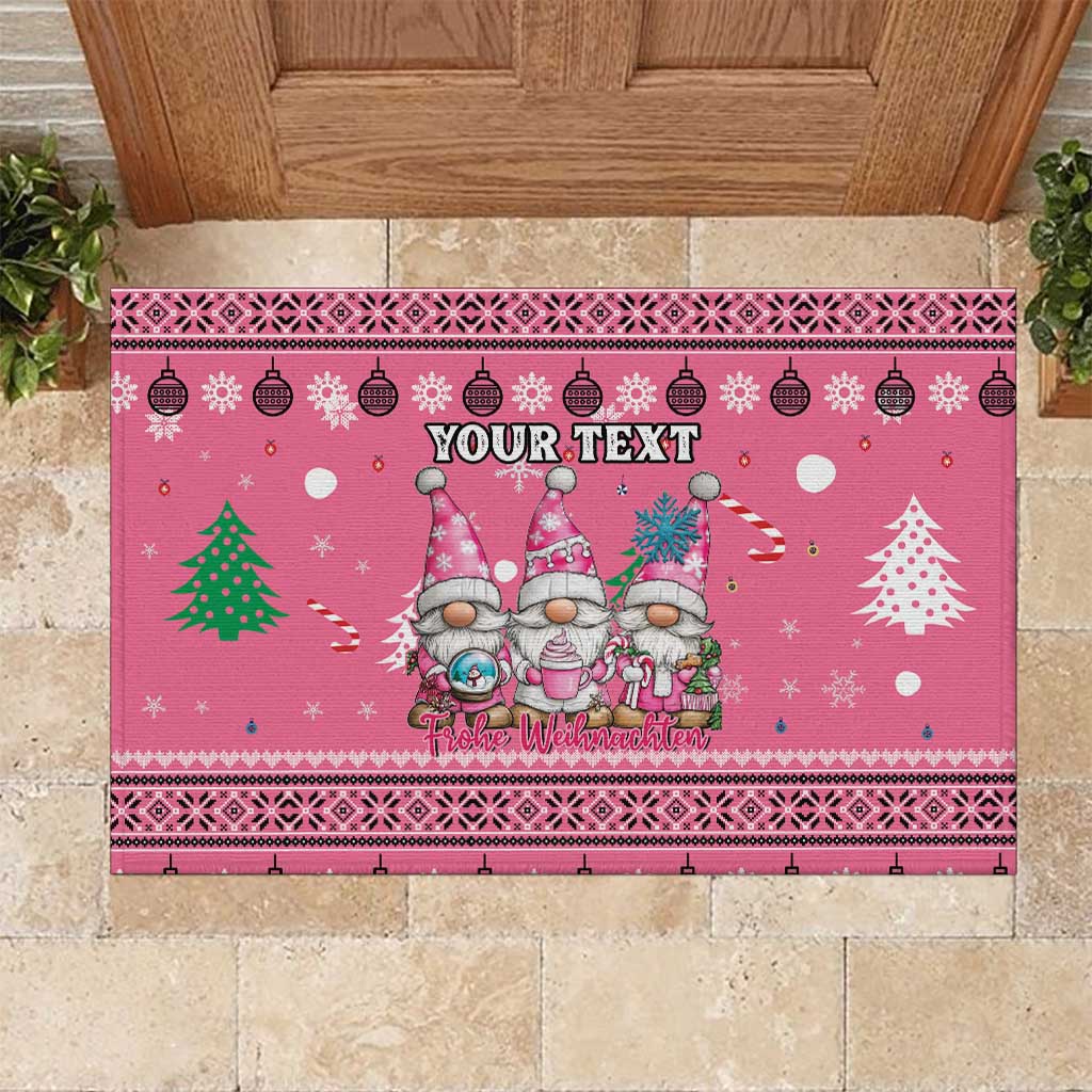 Personalised Germany Christmas Rubber Doormat Cute Pink Gnome Frohe Weihnachten - Wonder Print Shop