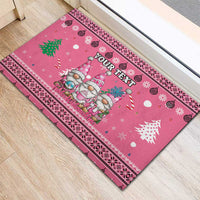 Personalised Germany Christmas Rubber Doormat Cute Pink Gnome Frohe Weihnachten - Wonder Print Shop