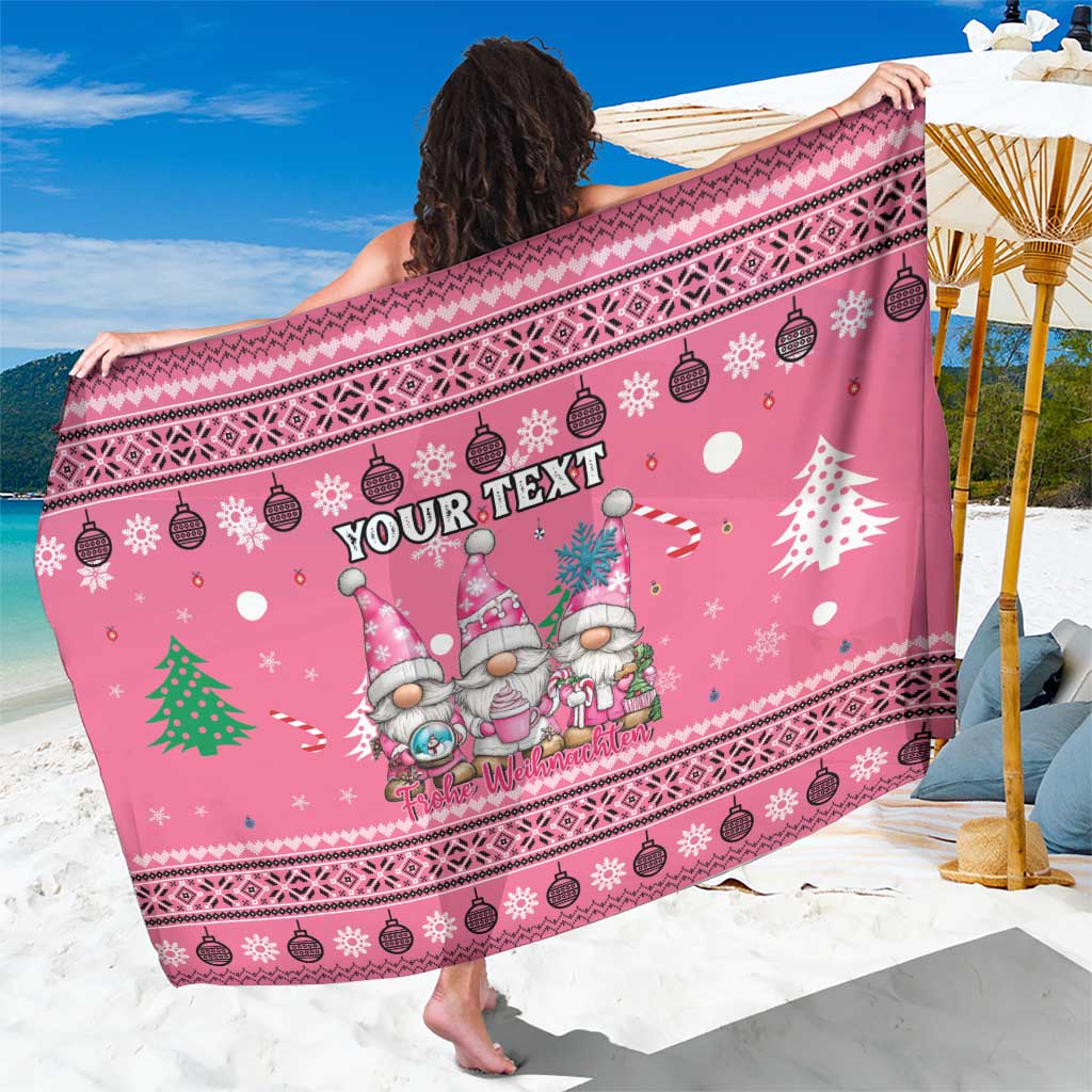 Personalised Germany Christmas Sarong Cute Pink Gnome Frohe Weihnachten - Wonder Print Shop