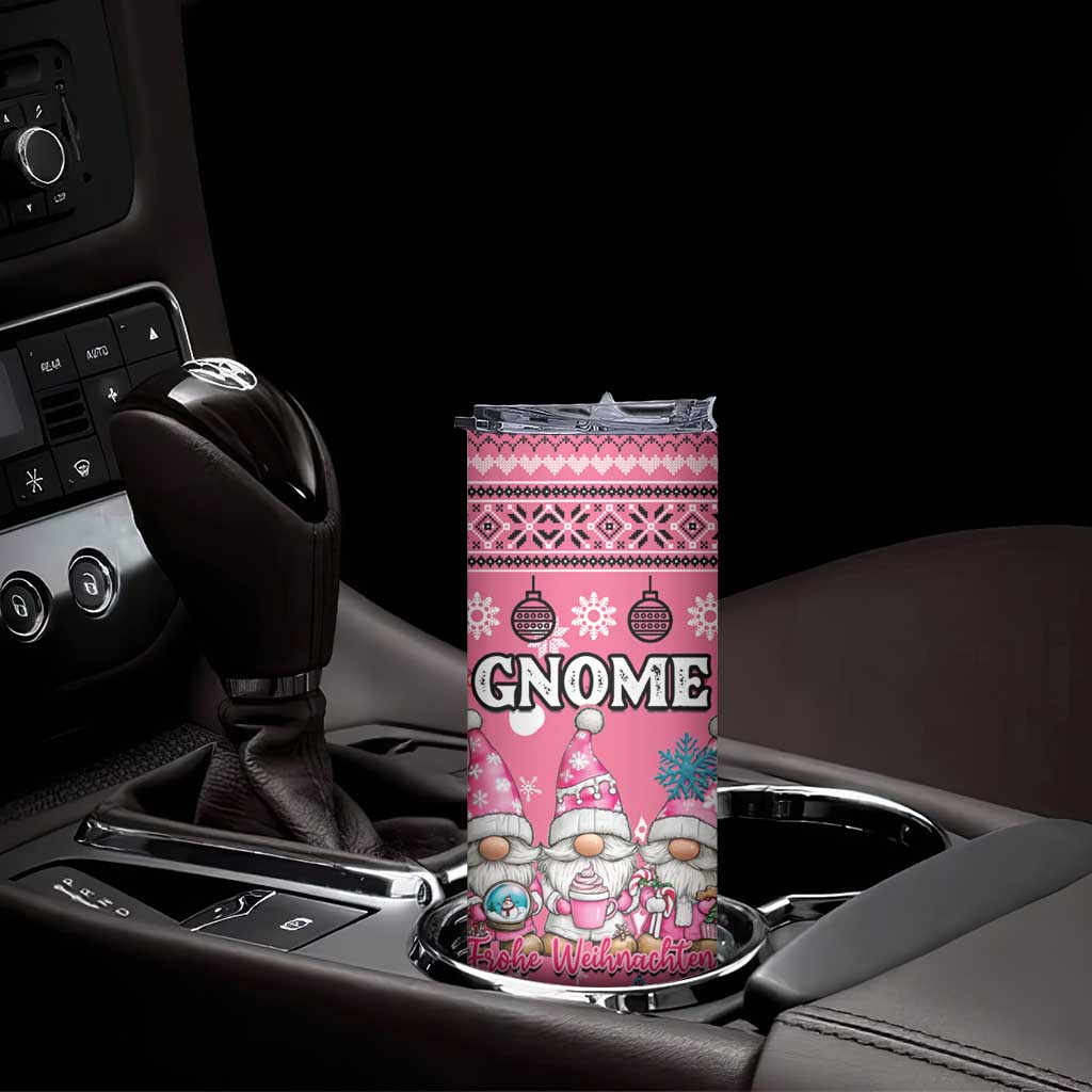 Personalised Germany Christmas Skinny Tumbler Cute Pink Gnome Frohe Weihnachten - Wonder Print Shop