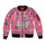 Personalised Germany Christmas Sleeve Zip Bomber Jacket Cute Pink Gnome Frohe Weihnachten - Wonder Print Shop