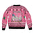 Personalised Germany Christmas Sleeve Zip Bomber Jacket Cute Pink Gnome Frohe Weihnachten - Wonder Print Shop