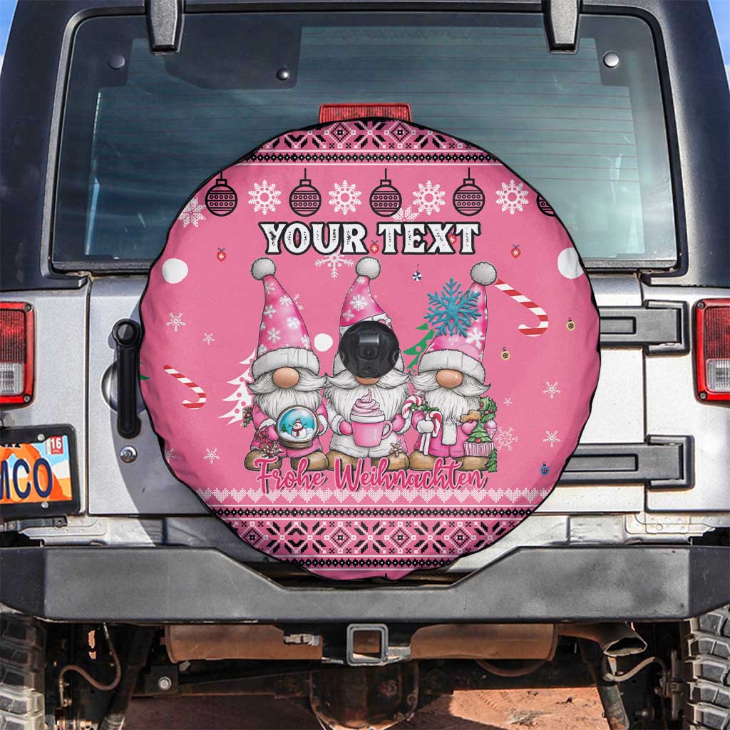 Personalised Germany Christmas Spare Tire Cover Cute Pink Gnome Frohe Weihnachten - Wonder Print Shop