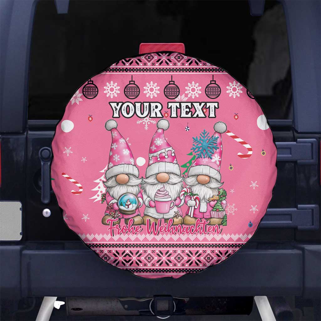 Personalised Germany Christmas Spare Tire Cover Cute Pink Gnome Frohe Weihnachten - Wonder Print Shop