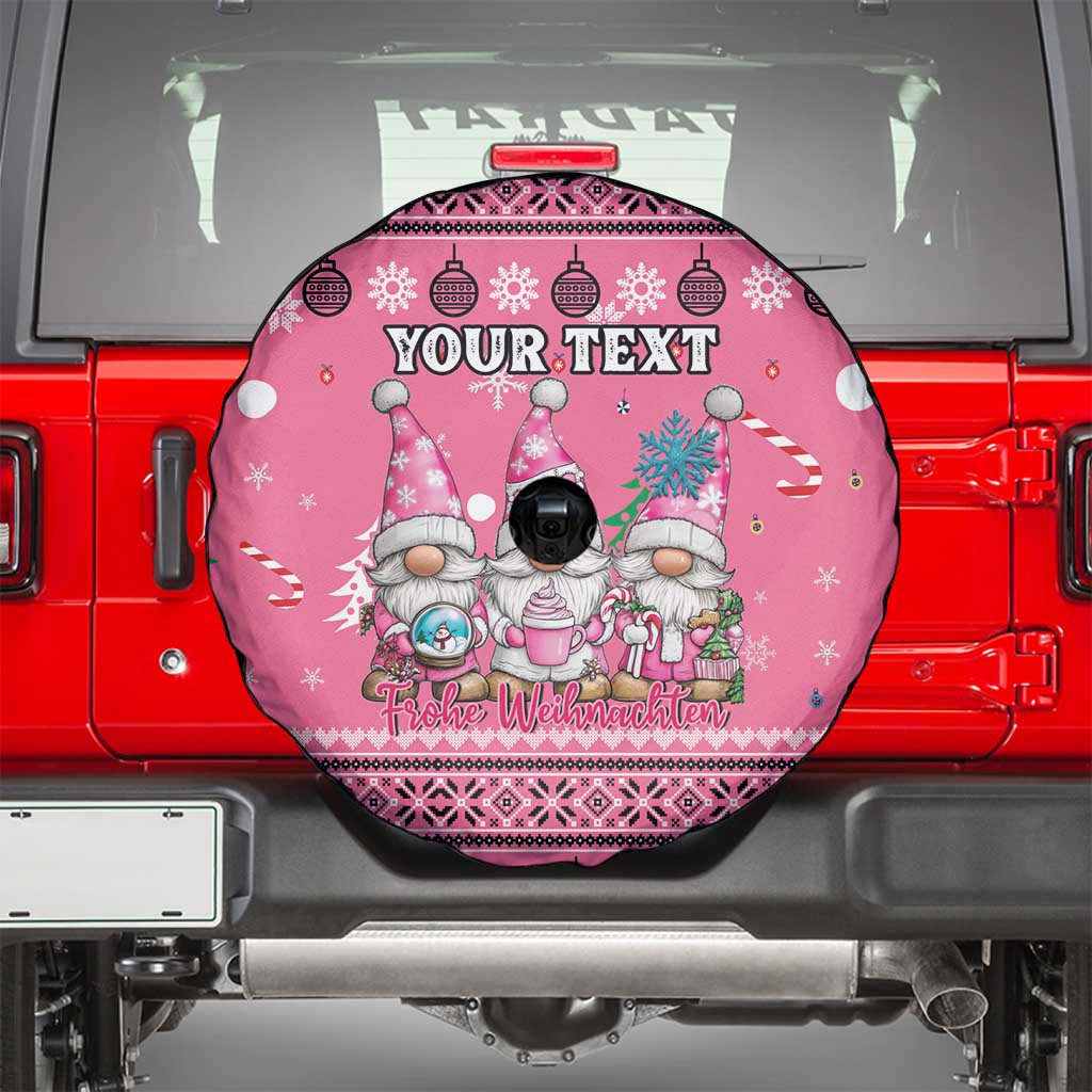 Personalised Germany Christmas Spare Tire Cover Cute Pink Gnome Frohe Weihnachten - Wonder Print Shop