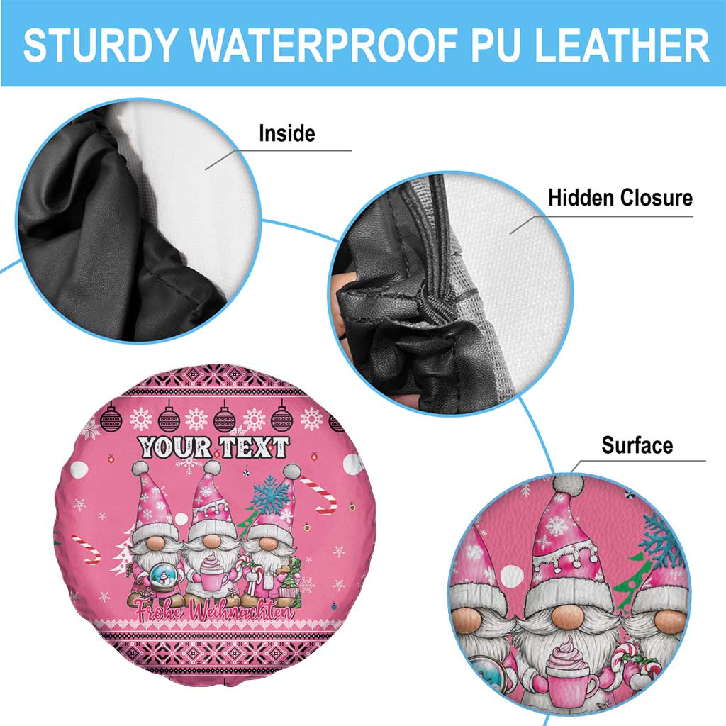 Personalised Germany Christmas Spare Tire Cover Cute Pink Gnome Frohe Weihnachten - Wonder Print Shop