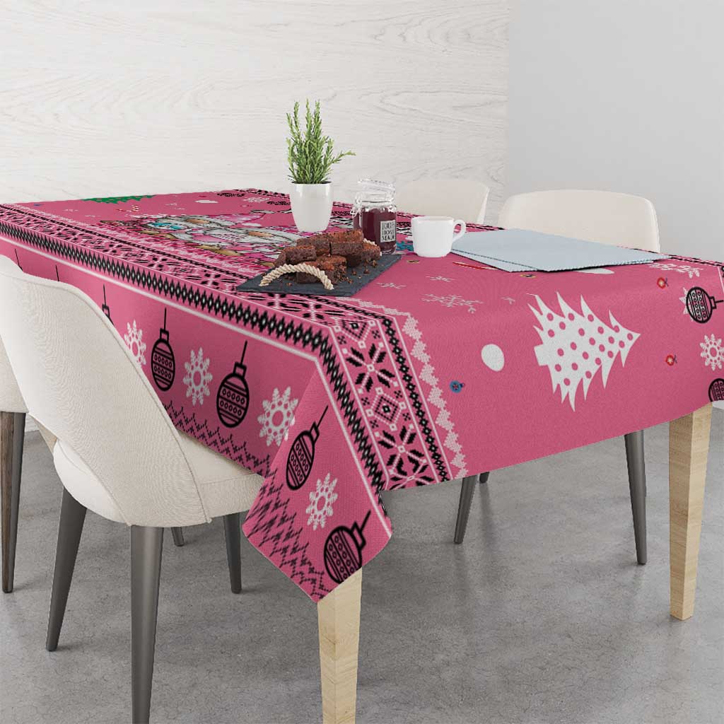 Personalised Germany Christmas Tablecloth Cute Pink Gnome Frohe Weihnachten - Wonder Print Shop