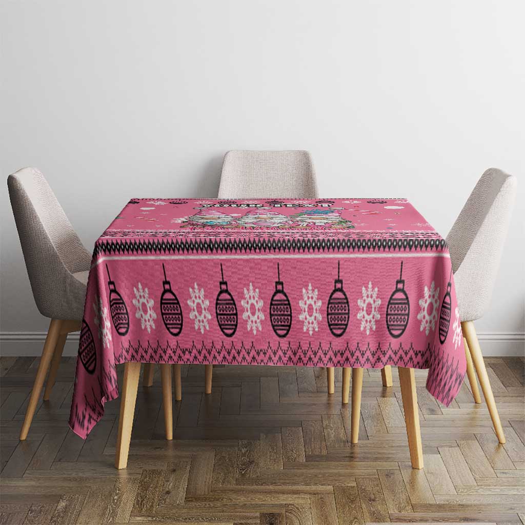 Personalised Germany Christmas Tablecloth Cute Pink Gnome Frohe Weihnachten - Wonder Print Shop