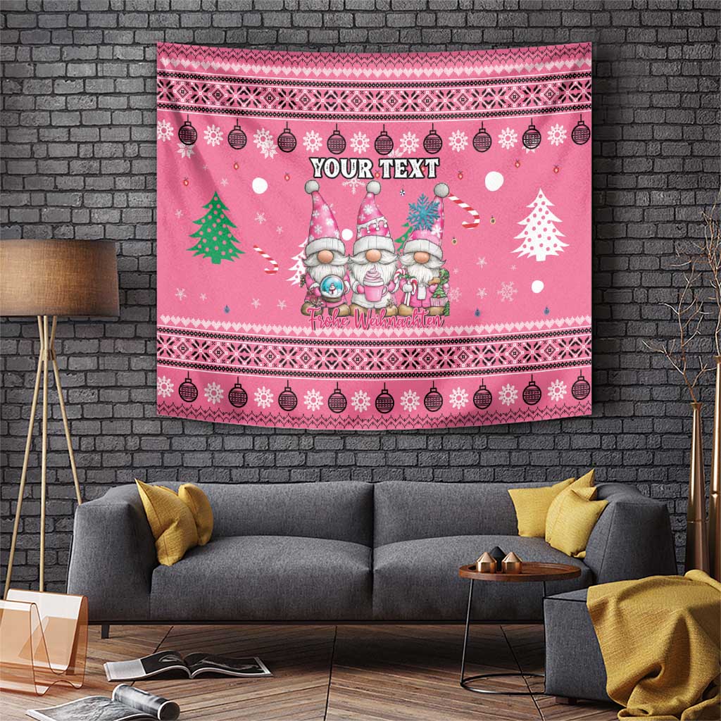 Personalised Germany Christmas Tapestry Cute Pink Gnome Frohe Weihnachten - Wonder Print Shop