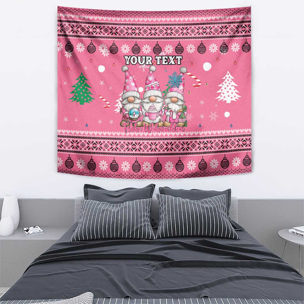 Personalised Germany Christmas Tapestry Cute Pink Gnome Frohe Weihnachten - Wonder Print Shop