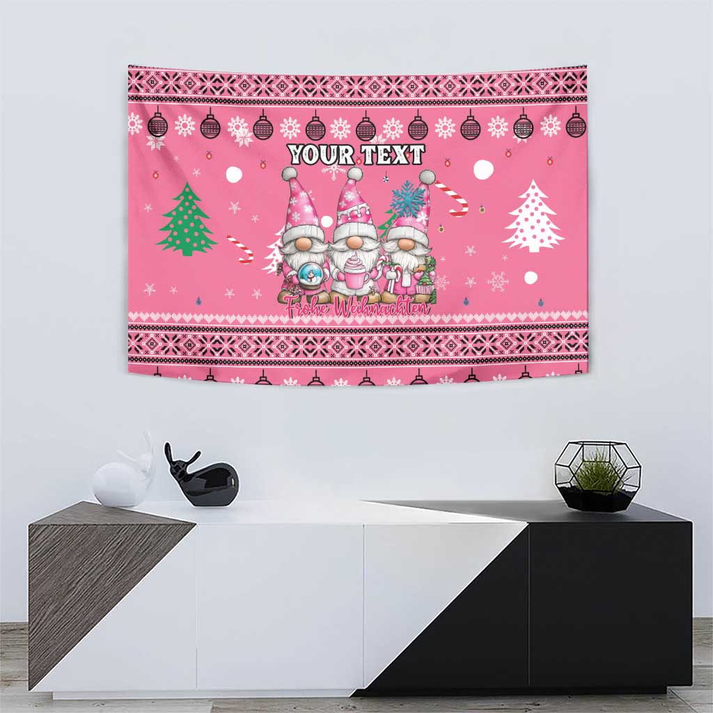 Personalised Germany Christmas Tapestry Cute Pink Gnome Frohe Weihnachten - Wonder Print Shop