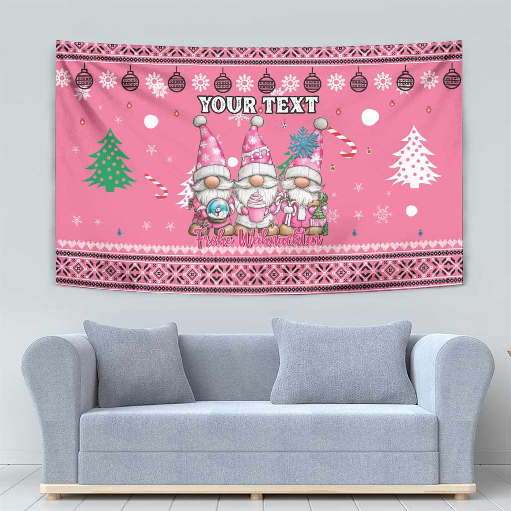 Personalised Germany Christmas Tapestry Cute Pink Gnome Frohe Weihnachten - Wonder Print Shop