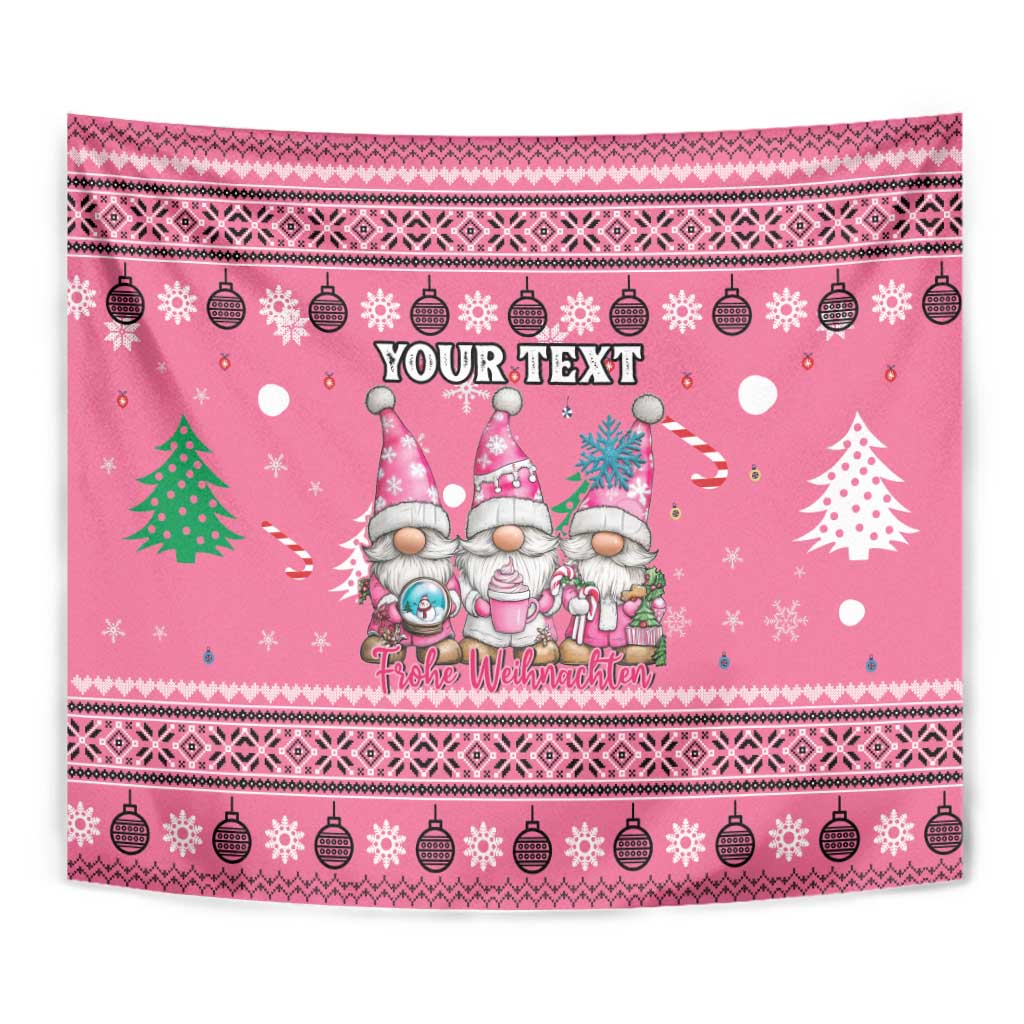 Personalised Germany Christmas Tapestry Cute Pink Gnome Frohe Weihnachten - Wonder Print Shop