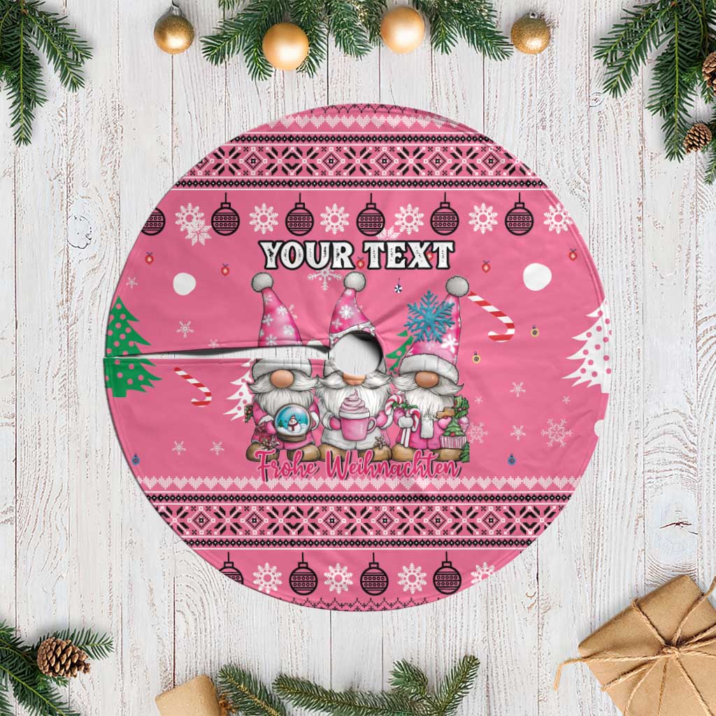 Personalised Germany Christmas Tree Skirt Cute Pink Gnome Frohe Weihnachten - Wonder Print Shop