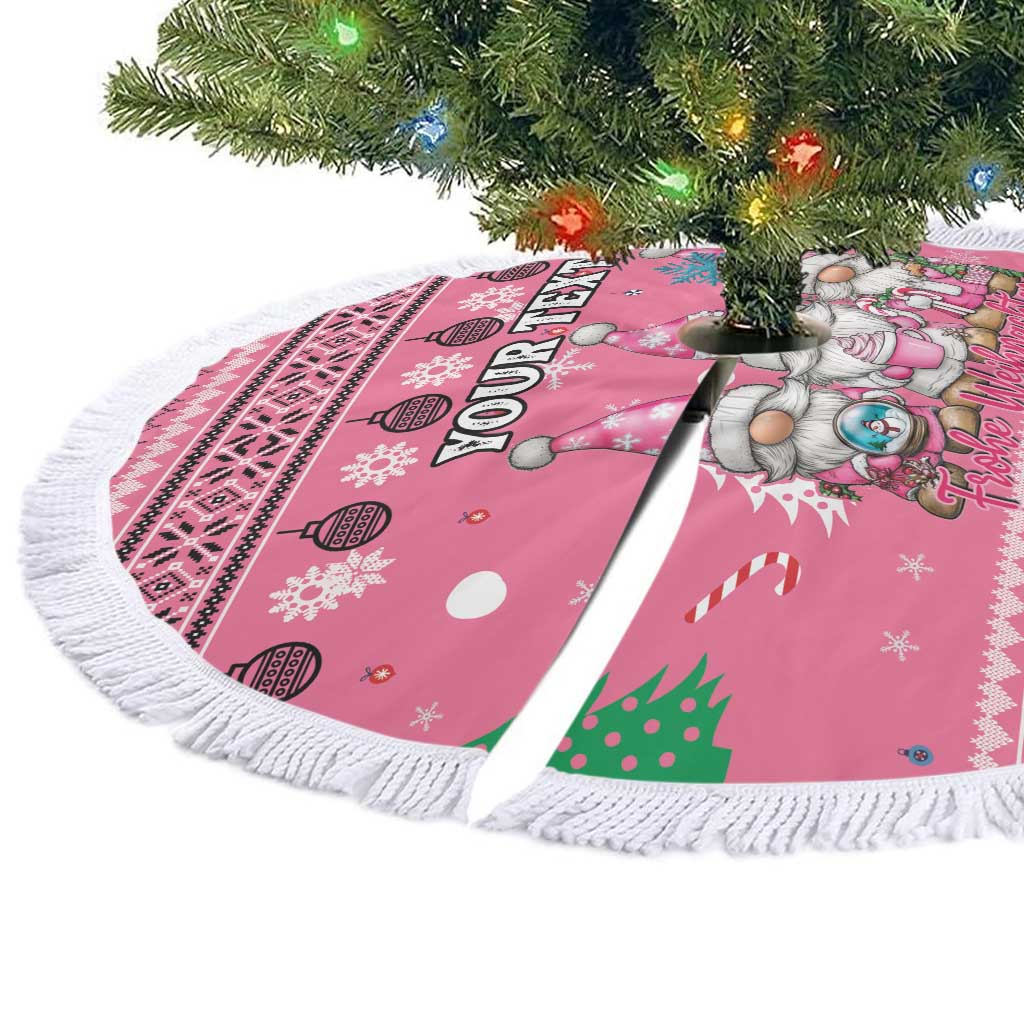 Personalised Germany Christmas Tree Skirt Cute Pink Gnome Frohe Weihnachten - Wonder Print Shop