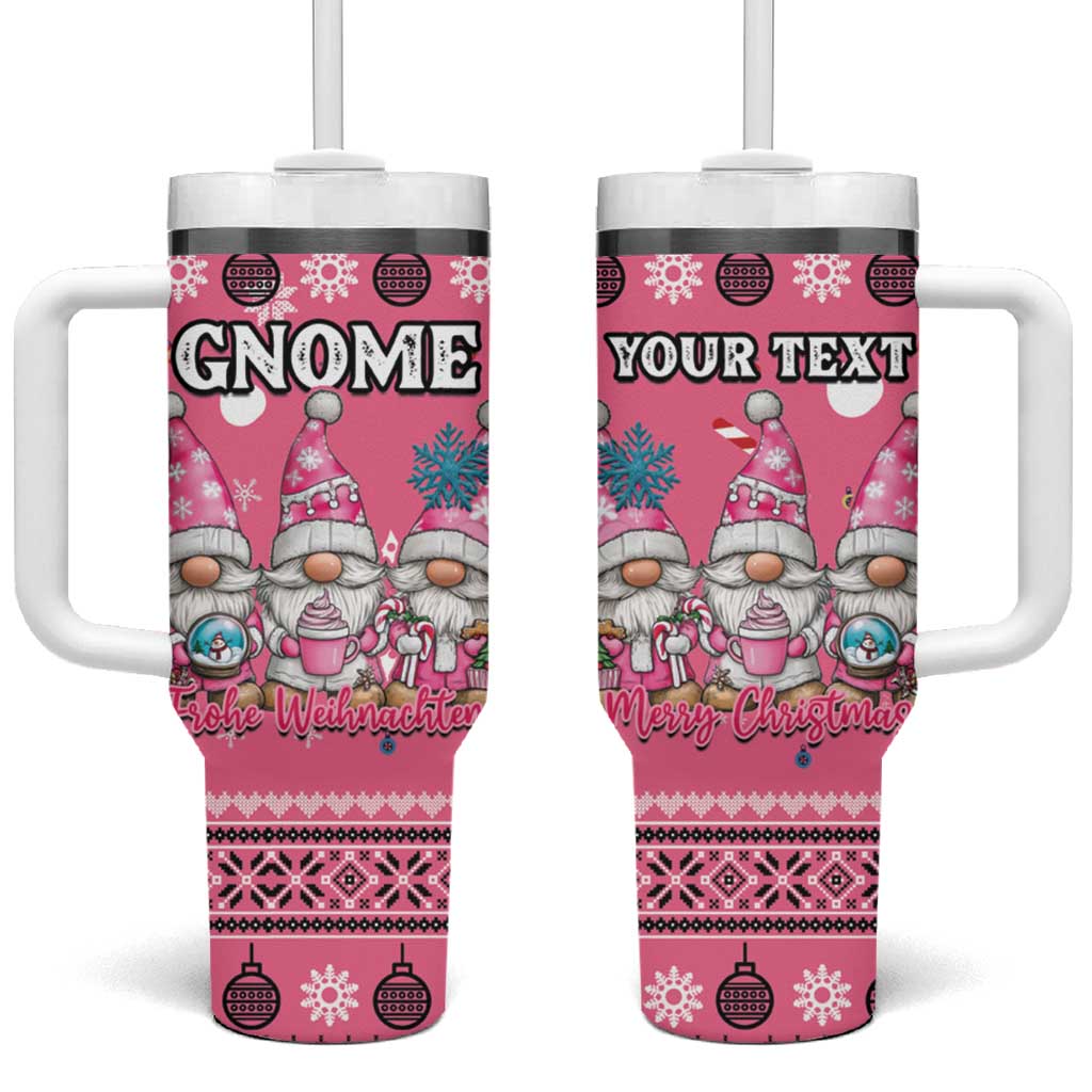 Personalised Germany Christmas Tumbler With Handle Cute Pink Gnome Frohe Weihnachten - Wonder Print Shop