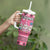 Personalised Germany Christmas Tumbler With Handle Cute Pink Gnome Frohe Weihnachten - Wonder Print Shop