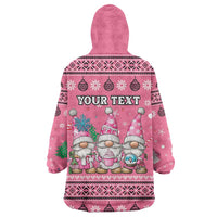 Personalised Germany Christmas Wearable Blanket Hoodie Cute Pink Gnome Frohe Weihnachten - Wonder Print Shop