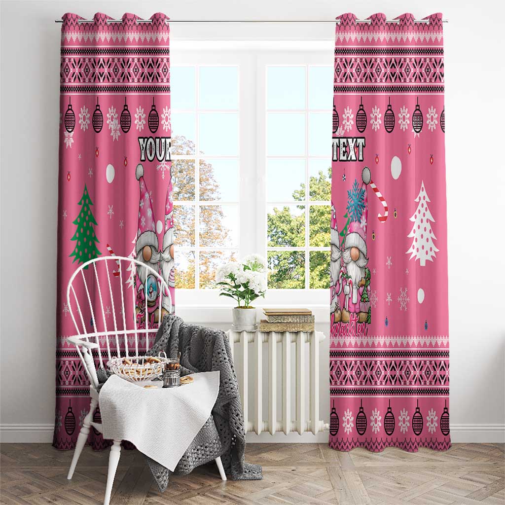 Personalised Germany Christmas Window Curtain Cute Pink Gnome Frohe Weihnachten - Wonder Print Shop