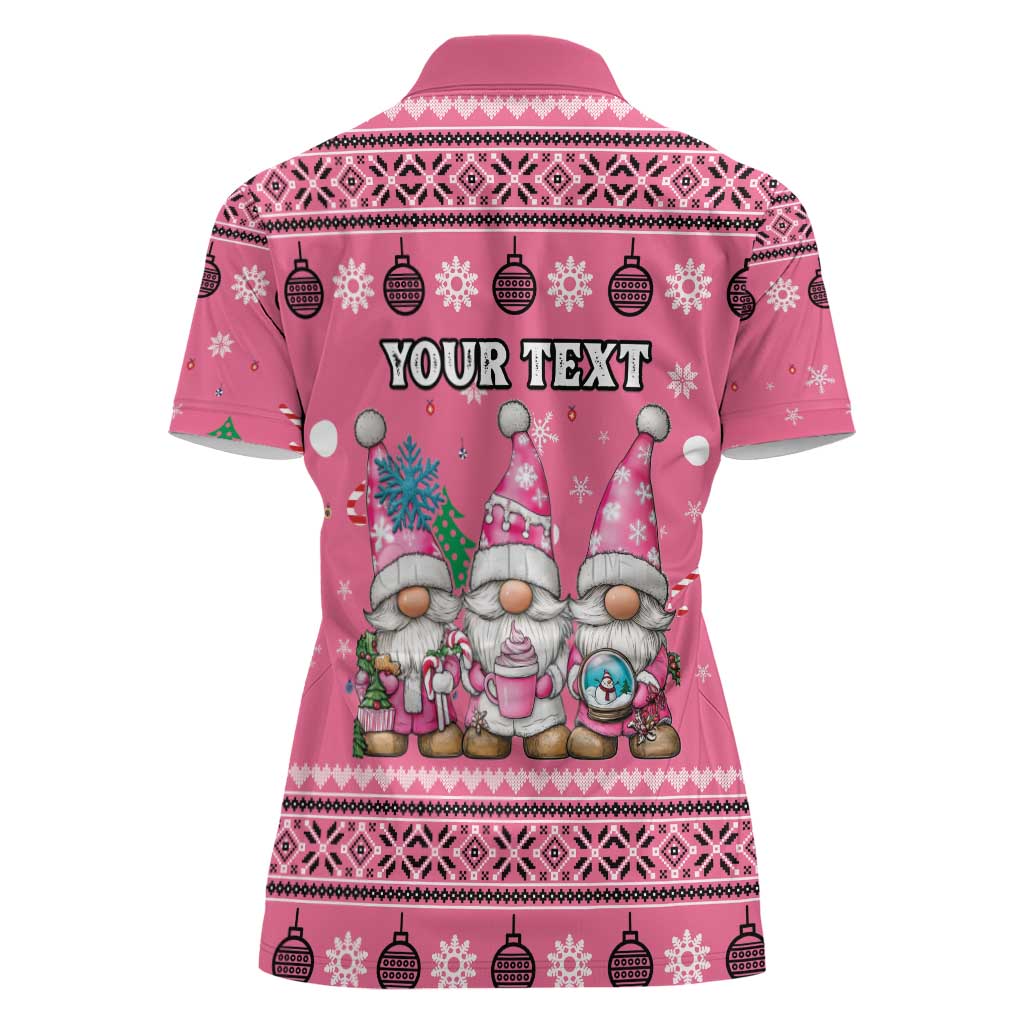 Personalised Germany Christmas Women Polo Shirt Cute Pink Gnome Frohe Weihnachten - Wonder Print Shop