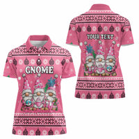 Personalised Germany Christmas Women Polo Shirt Cute Pink Gnome Frohe Weihnachten - Wonder Print Shop