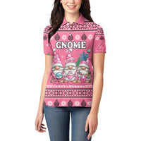 Personalised Germany Christmas Women Polo Shirt Cute Pink Gnome Frohe Weihnachten - Wonder Print Shop