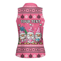 Personalised Germany Christmas Women Sleeveless Polo Shirt Cute Pink Gnome Frohe Weihnachten - Wonder Print Shop