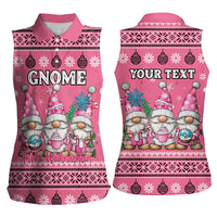 Personalised Germany Christmas Women Sleeveless Polo Shirt Cute Pink Gnome Frohe Weihnachten - Wonder Print Shop