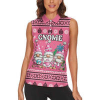 Personalised Germany Christmas Women Sleeveless Polo Shirt Cute Pink Gnome Frohe Weihnachten - Wonder Print Shop