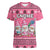 Personalised Germany Christmas Women V-Neck T-Shirt Cute Pink Gnome Frohe Weihnachten - Wonder Print Shop