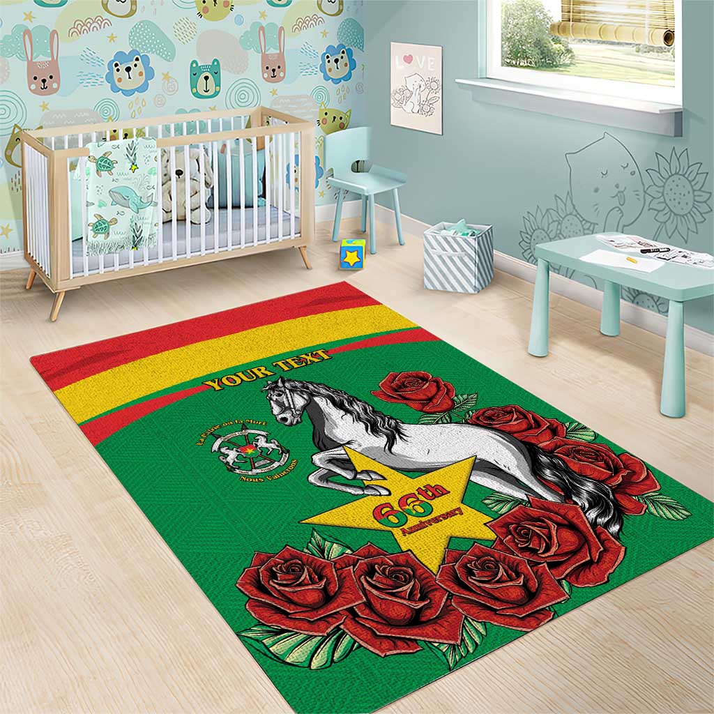 Personalised Burkina Faso Republic Day Area Rug Happy 66th Anniversary with White Stallion - Wonder Print Shop