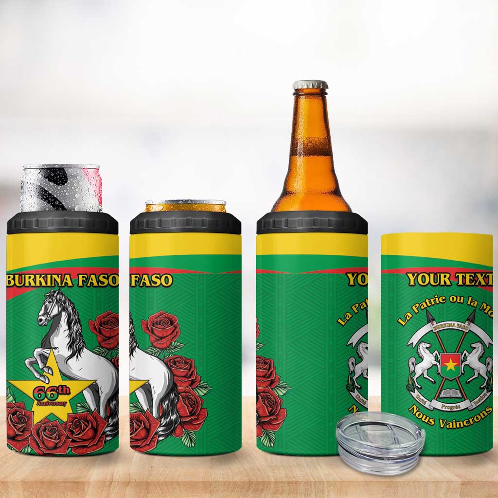 Personalised Burkina Faso Republic Day 4 in 1 Can Cooler Tumbler Happy 66th Anniversary with White Stallion - Wonder Print Shop