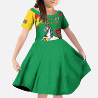 Personalised Burkina Faso Republic Day Family Matching Off The Shoulder Long Sleeve Dress and Hawaiian Shirt Happy 66th Anniversary with White Stallion - Wonder Print Shop